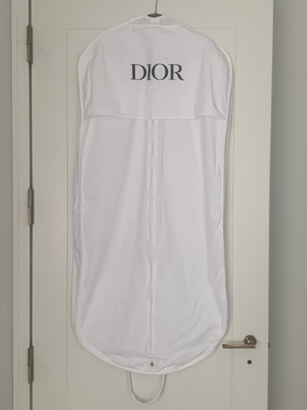 Dior White Cotton Canvas Zip Up Logo Garment Bag Dress Travel Bag Luxury